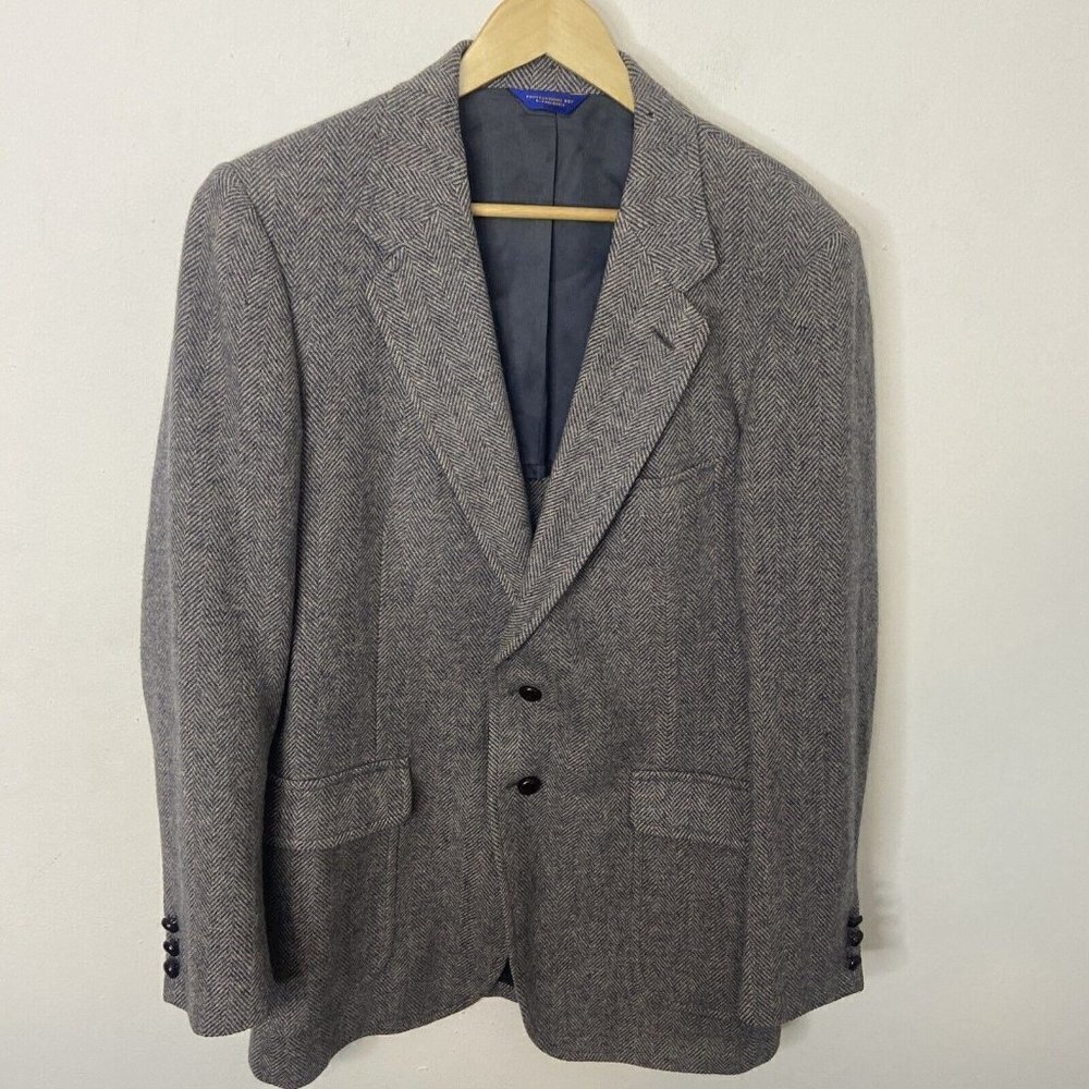 Pendleton Traditions Vintage Men 42 Wool Gray Blue‎ Blazer Sports Coat